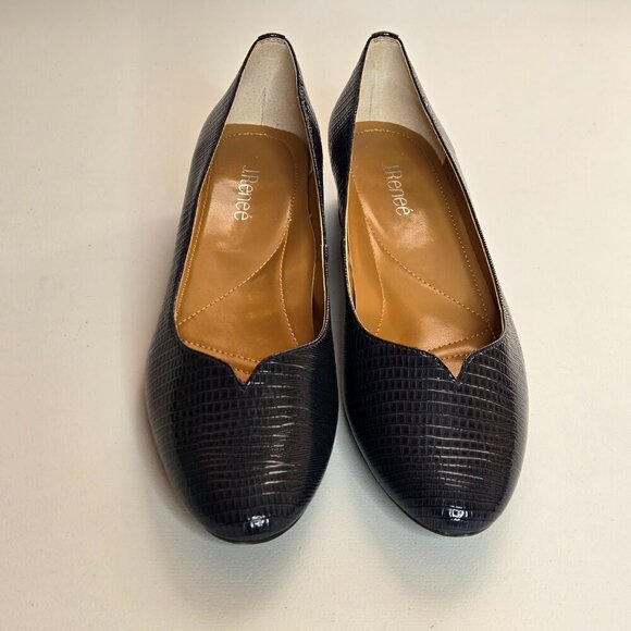 J. Renee Bambalina Lizard Print Patent Navy Blue Pump Shoe Sz 12 - Picture 5 of 10